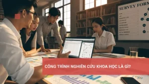 Công trình nghiên cứu khoa học với các nhà khoa học thảo luận.
