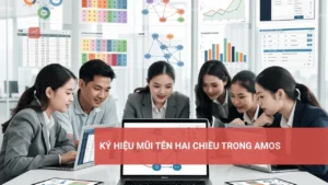 Ký hiệu mũi tên hai chiều trong AMOS thể hiện mối quan hệ giữa các biến.