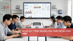 Sơ đồ quy trình nghiên cứu khoa học với thiết kế và thu thập dữ liệu hiệu quả.