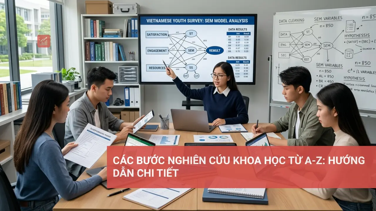 Các bước nghiên cứu khoa học từ A đến Z, sơ đồ quy trình chi tiết.