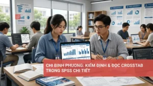 Biểu đồ minh họa kiểm định chi binh phuong và đọc bảng Crosstab trong SPSS