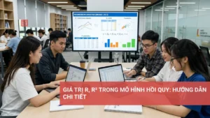 Biểu đồ giải thích giá trị R và R² trong mô hình hồi quy.