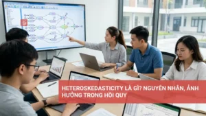 Biểu đồ minh họa hiện tượng heteroskedasticity (phương sai thay đổi) trong phân tích hồi quy.
