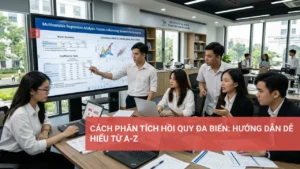 Hướng dẫn chi tiết quy trình phân tích hồi quy đa biến với các bước thực hiện và biểu đồ minh họa.