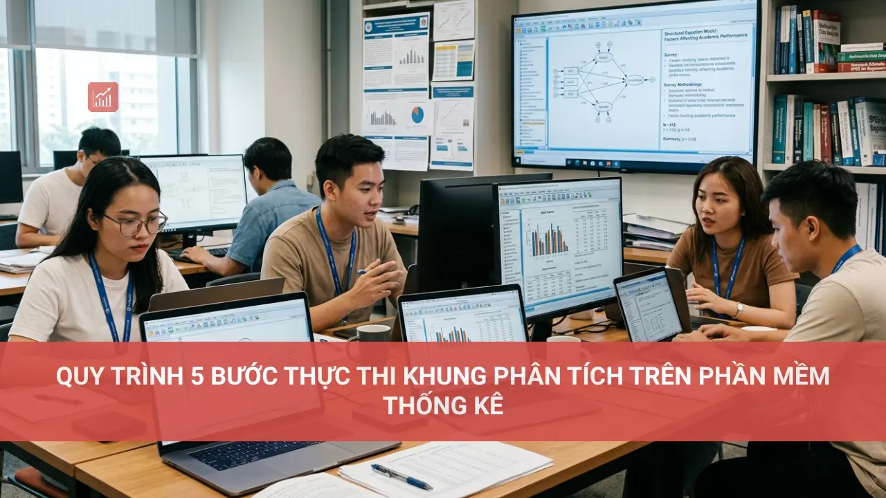 Quy trình 5 bước thực thi khung phân tích trên phần mềm thống kê