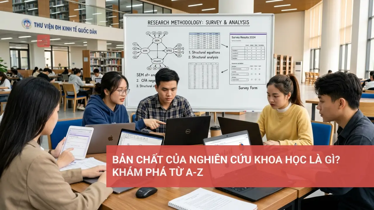 Hình ảnh minh họa về quy trình và bản chất của nghiên cứu khoa học