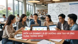 Hình ảnh minh họa cách tạo và ứng dụng biến giả Dummy trong phân tích dữ liệu SPSS.