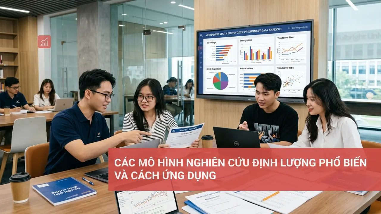 Biểu đồ minh họa các mô hình nghiên cứu định lượng phổ biến và cách ứng dụng hiệu quả trong phân tích dữ liệu.