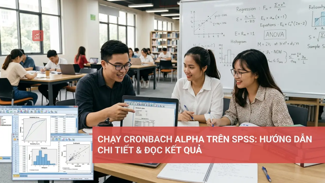 Hướng dẫn chạy Cronbach Alpha trong SPSS kiểm định độ tin cậy thang đo và đọc kết quả.