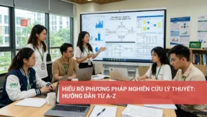 Hình ảnh minh họa các bước và quy trình của phương pháp nghiên cứu lý thuyết một cách chi tiết.