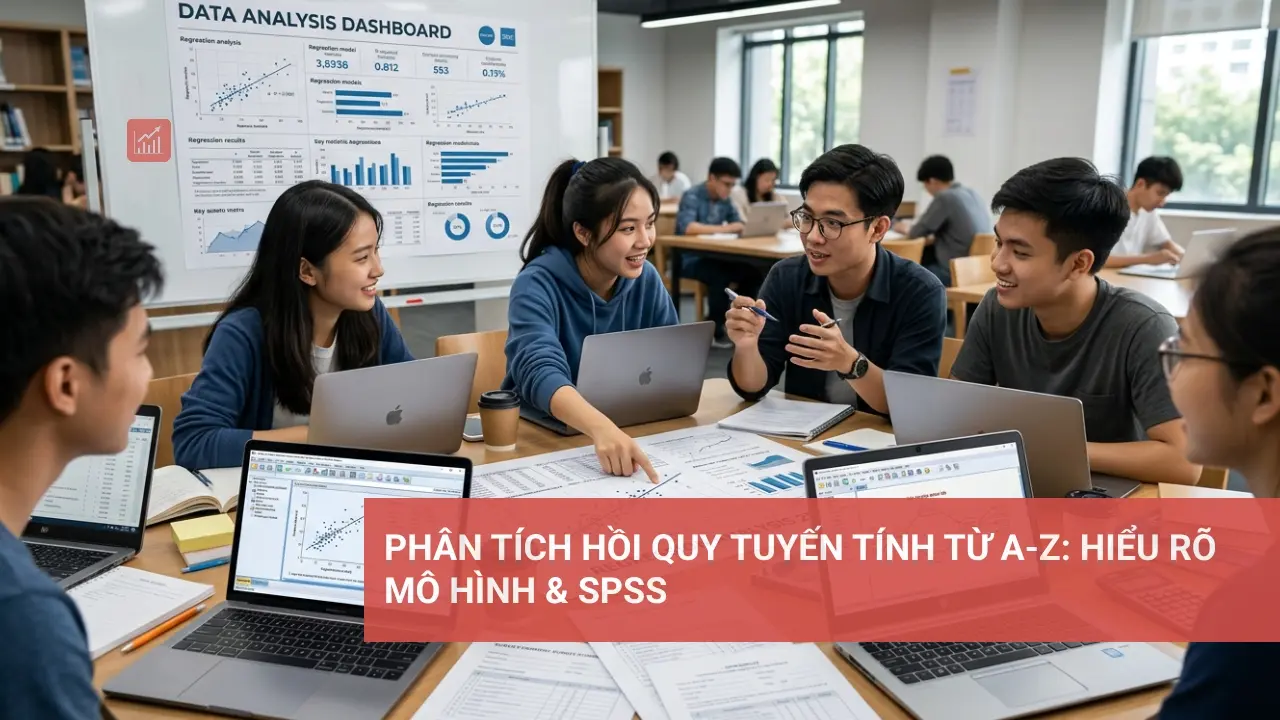 Biểu đồ minh họa kết quả phân tích hồi quy tuyến tính và cách diễn giải trong SPSS.